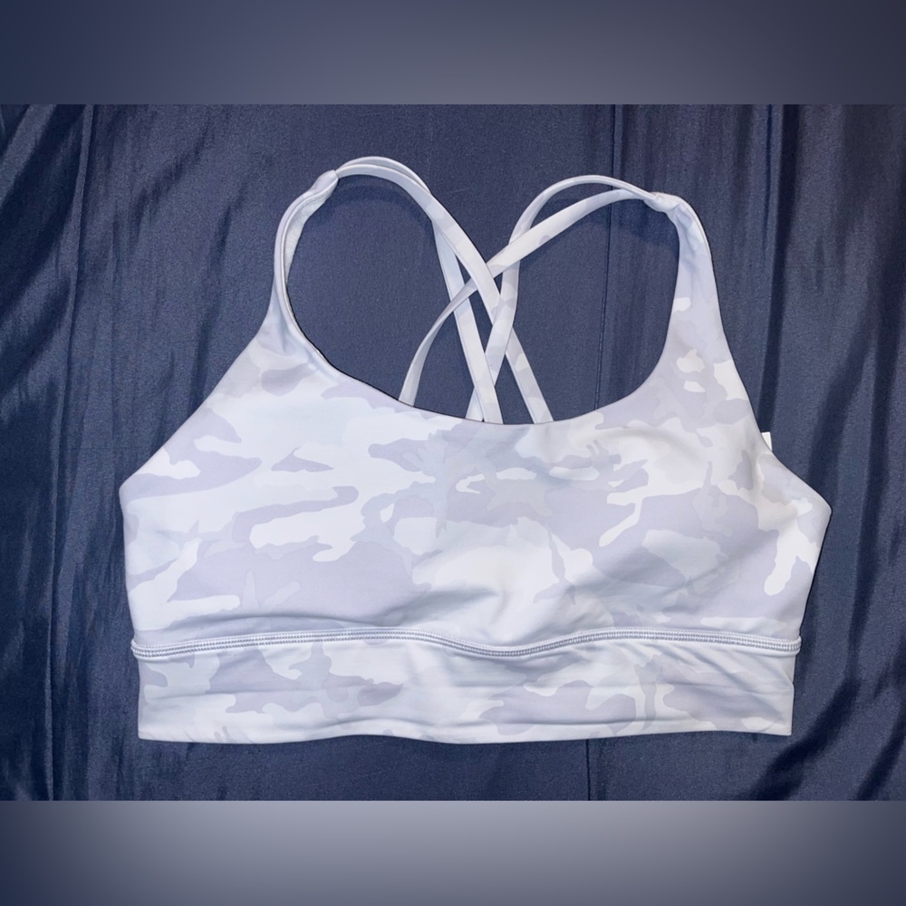 🍋LIKE NEW Lululemon Energy B/C Bra - Incognito Camo Alpine White Multi - Sz 10